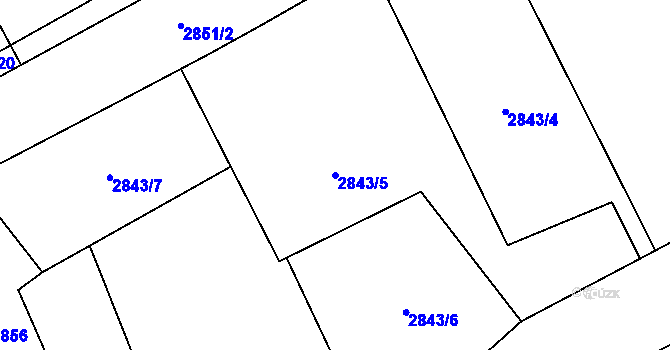 Parcela st. 2843/5 v KÚ Sviadnov, Katastrální mapa