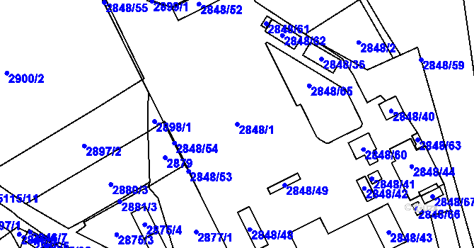 Parcela st. 2848/1 v KÚ Sviadnov, Katastrální mapa