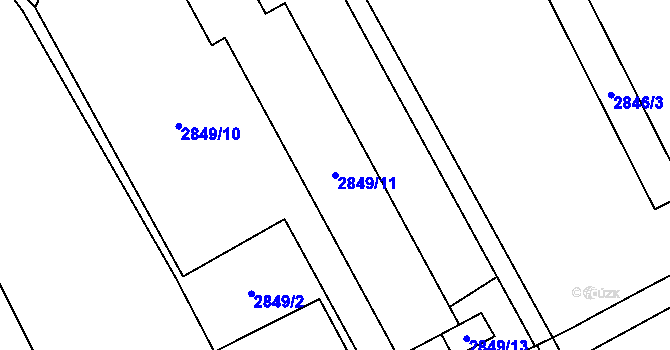 Parcela st. 2849/11 v KÚ Sviadnov, Katastrální mapa
