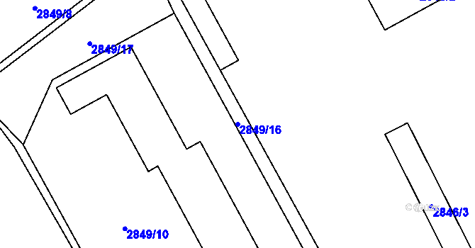 Parcela st. 2849/16 v KÚ Sviadnov, Katastrální mapa