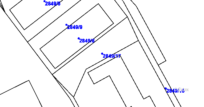 Parcela st. 2849/17 v KÚ Sviadnov, Katastrální mapa