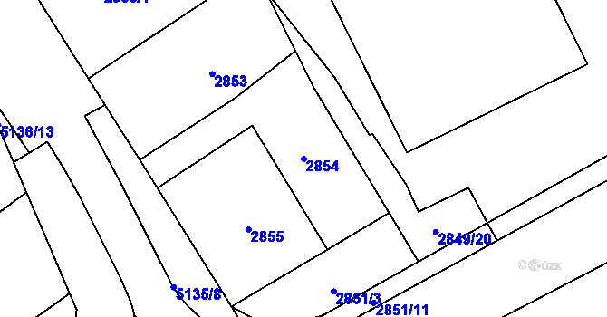 Parcela st. 2854 v KÚ Sviadnov, Katastrální mapa