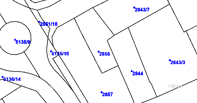 Parcela st. 2856 v KÚ Sviadnov, Katastrální mapa