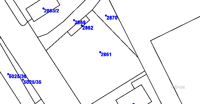 Parcela st. 2861 v KÚ Sviadnov, Katastrální mapa