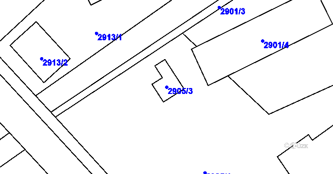 Parcela st. 2905/3 v KÚ Sviadnov, Katastrální mapa