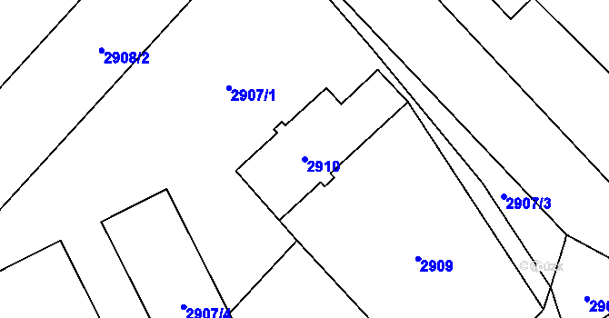 Parcela st. 2910 v KÚ Sviadnov, Katastrální mapa