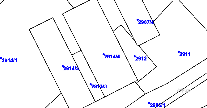 Parcela st. 2914/4 v KÚ Sviadnov, Katastrální mapa