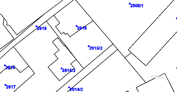 Parcela st. 2915/2 v KÚ Sviadnov, Katastrální mapa