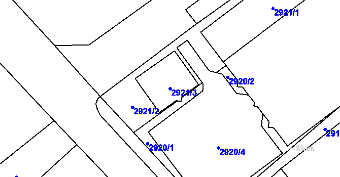 Parcela st. 2921/3 v KÚ Sviadnov, Katastrální mapa