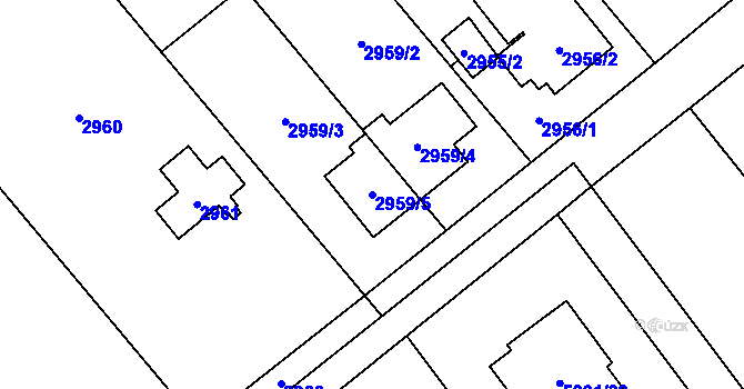 Parcela st. 2959/5 v KÚ Sviadnov, Katastrální mapa