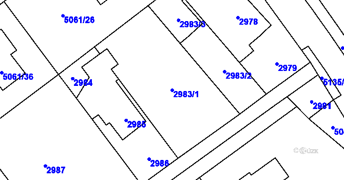 Parcela st. 2983/1 v KÚ Sviadnov, Katastrální mapa