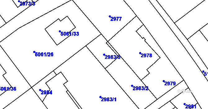 Parcela st. 2983/3 v KÚ Sviadnov, Katastrální mapa