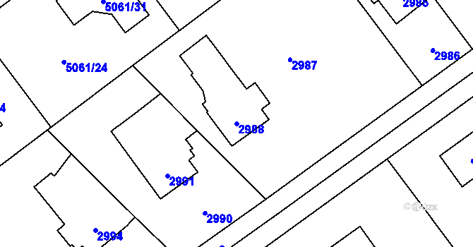 Parcela st. 2988 v KÚ Sviadnov, Katastrální mapa