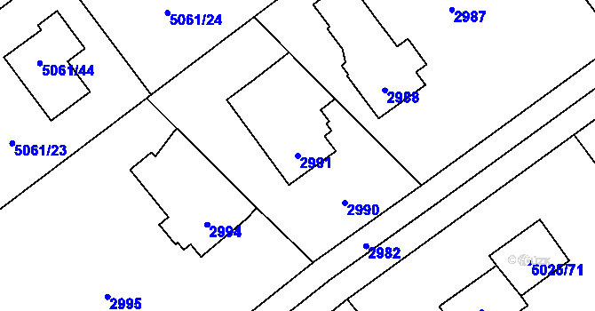 Parcela st. 2991 v KÚ Sviadnov, Katastrální mapa
