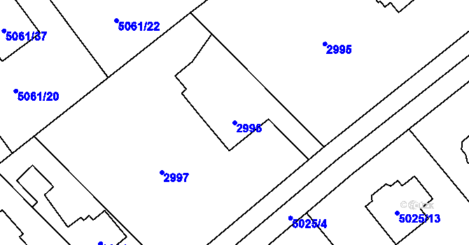 Parcela st. 2996 v KÚ Sviadnov, Katastrální mapa