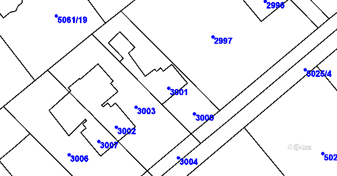 Parcela st. 3001 v KÚ Sviadnov, Katastrální mapa