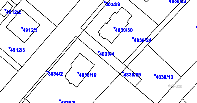 Parcela st. 4838/4 v KÚ Sviadnov, Katastrální mapa