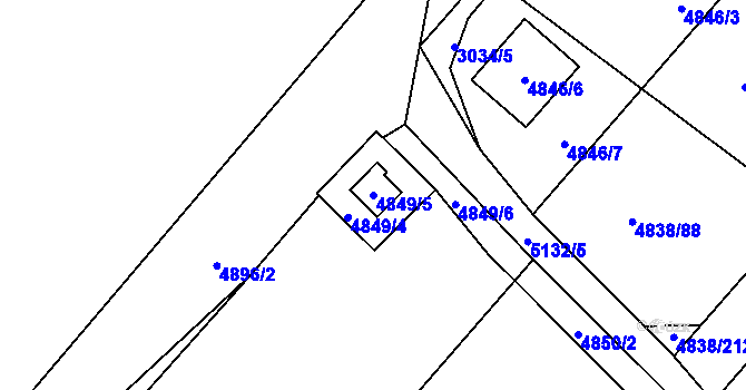 Parcela st. 4849/5 v KÚ Sviadnov, Katastrální mapa