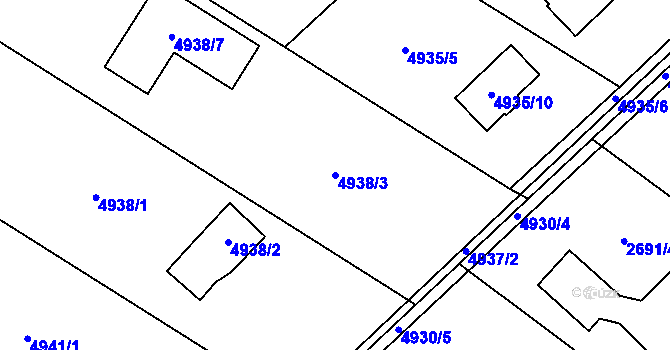 Parcela st. 4938/3 v KÚ Sviadnov, Katastrální mapa