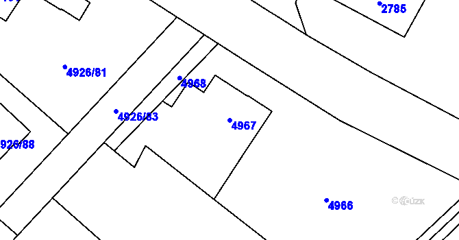 Parcela st. 4967 v KÚ Sviadnov, Katastrální mapa