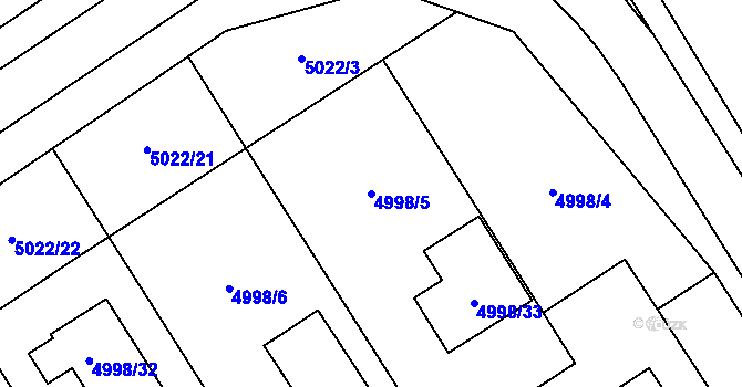 Parcela st. 4998/5 v KÚ Sviadnov, Katastrální mapa