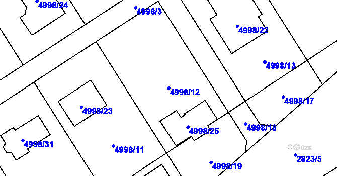 Parcela st. 4998/12 v KÚ Sviadnov, Katastrální mapa