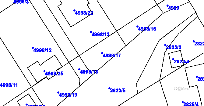 Parcela st. 4998/17 v KÚ Sviadnov, Katastrální mapa