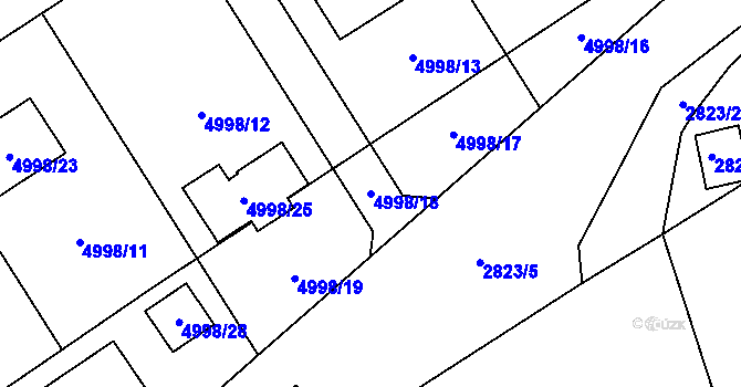 Parcela st. 4998/18 v KÚ Sviadnov, Katastrální mapa