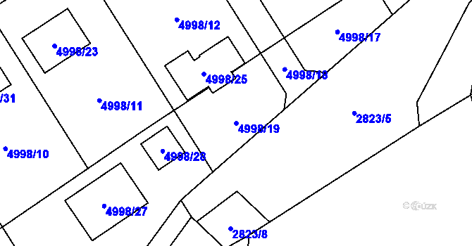 Parcela st. 4998/19 v KÚ Sviadnov, Katastrální mapa