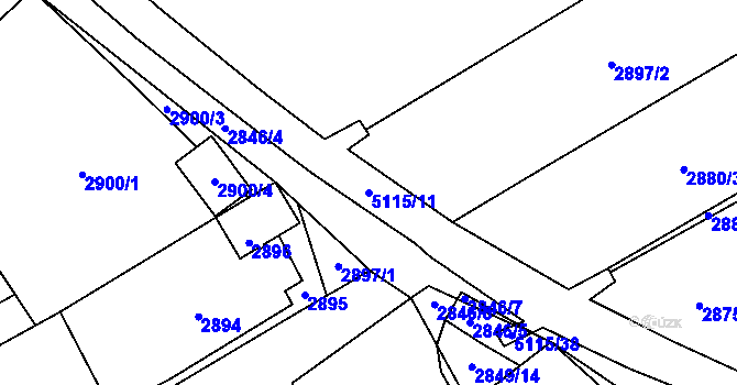 Parcela st. 5115/11 v KÚ Sviadnov, Katastrální mapa