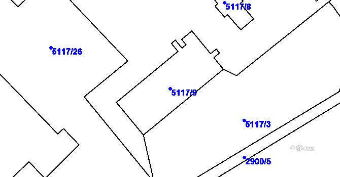 Parcela st. 5117/9 v KÚ Sviadnov, Katastrální mapa