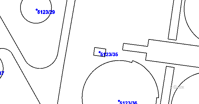 Parcela st. 5123/35 v KÚ Sviadnov, Katastrální mapa