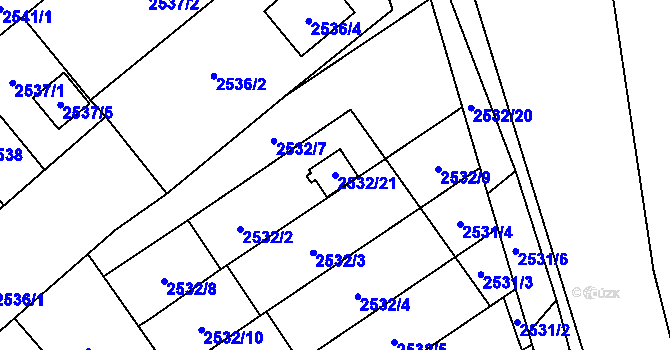 Parcela st. 2532/21 v KÚ Sviadnov, Katastrální mapa