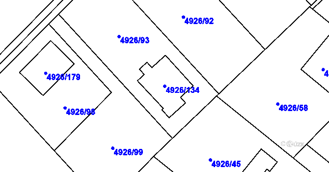 Parcela st. 4926/134 v KÚ Sviadnov, Katastrální mapa