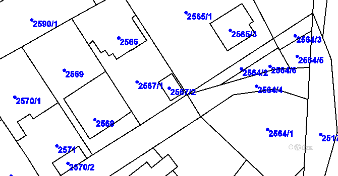 Parcela st. 2567/2 v KÚ Sviadnov, Katastrální mapa