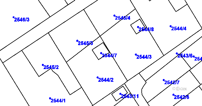 Parcela st. 2544/7 v KÚ Sviadnov, Katastrální mapa