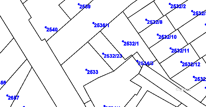 Parcela st. 2532/23 v KÚ Sviadnov, Katastrální mapa