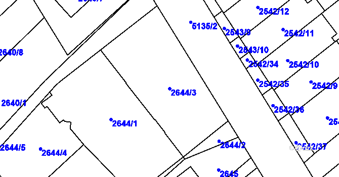 Parcela st. 2644/3 v KÚ Sviadnov, Katastrální mapa