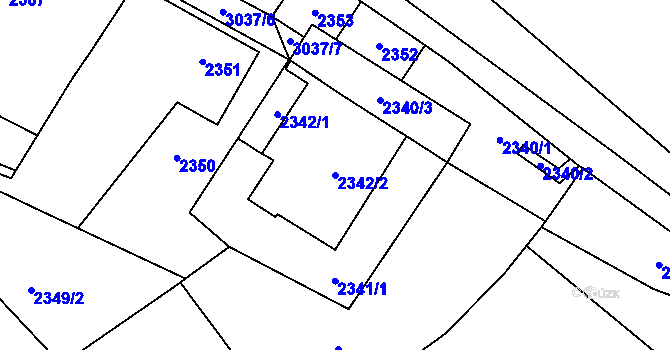 Parcela st. 2342/2 v KÚ Sviadnov, Katastrální mapa