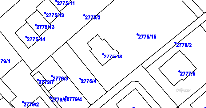 Parcela st. 2775/18 v KÚ Sviadnov, Katastrální mapa