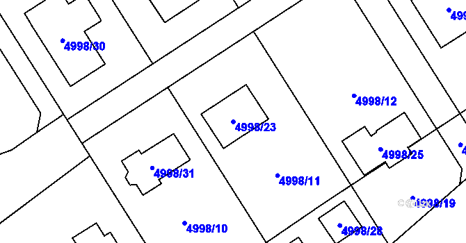 Parcela st. 4998/23 v KÚ Sviadnov, Katastrální mapa