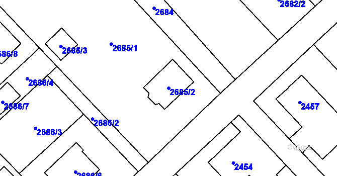 Parcela st. 2685/2 v KÚ Sviadnov, Katastrální mapa