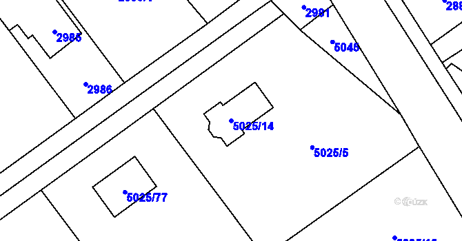 Parcela st. 5025/14 v KÚ Sviadnov, Katastrální mapa