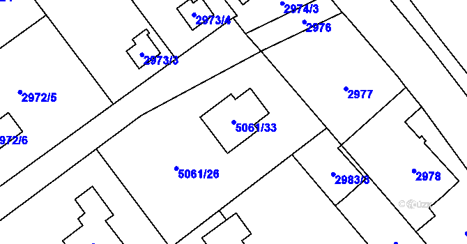 Parcela st. 5061/33 v KÚ Sviadnov, Katastrální mapa