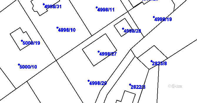Parcela st. 4998/27 v KÚ Sviadnov, Katastrální mapa