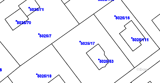 Parcela st. 5025/17 v KÚ Sviadnov, Katastrální mapa
