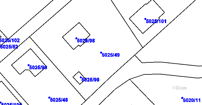 Parcela st. 5025/49 v KÚ Sviadnov, Katastrální mapa