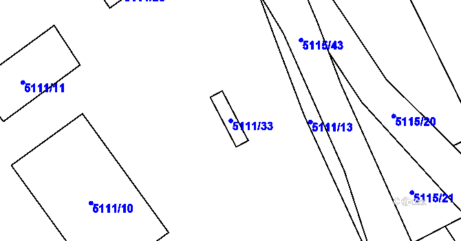 Parcela st. 5111/33 v KÚ Sviadnov, Katastrální mapa