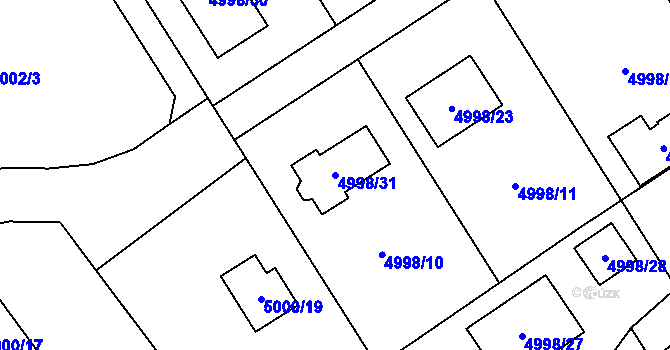 Parcela st. 4998/31 v KÚ Sviadnov, Katastrální mapa