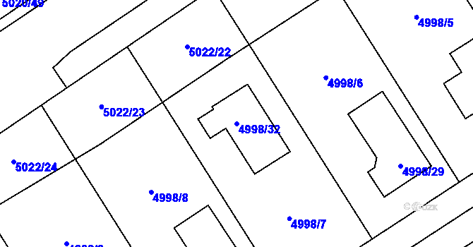 Parcela st. 4998/32 v KÚ Sviadnov, Katastrální mapa